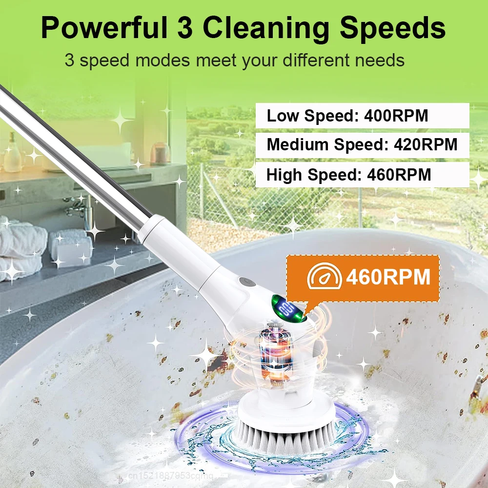 Electric Cleaning Brush 8-in-1 Multifunctional Kitchen Bathroom Cleaning Brush Rotary Wireless Electric Spin Cleaning Machine