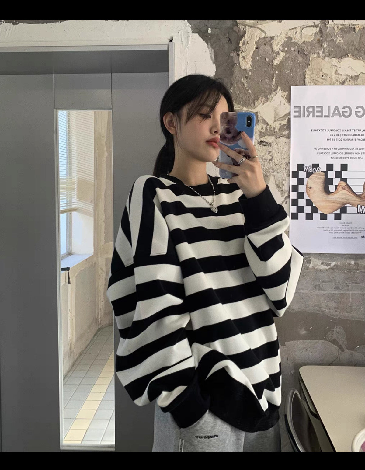 Fashion Striped Pullover Sweatshirt Women