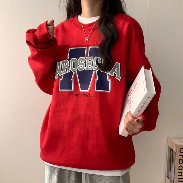 Korean Style Loose Sports Brushed Hoody