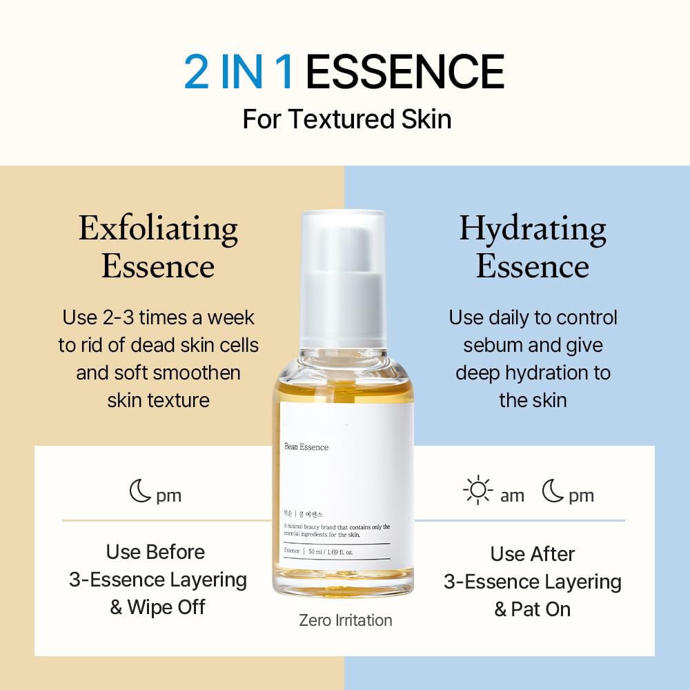 Bean Essence Exfoliating Hydrating Korean Skin Care Glass skin Hyaluronic Acid Serum (1.6 Fl Oz (Pack of 1))