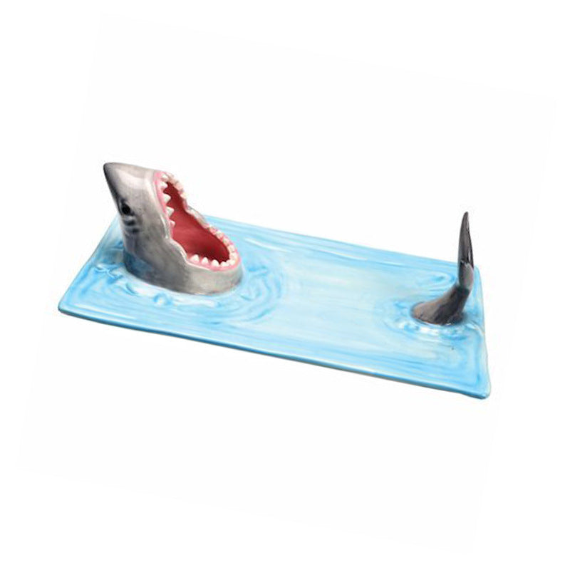 Internet Celebrity Seaside Shark Ceramic Plate Dumpling Plate Meal Kitchen Decoration Sushi Plate Beautiful Tableware