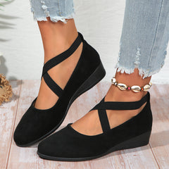 New Plus Size Pointed Toe Wedge Casual Pumps Women