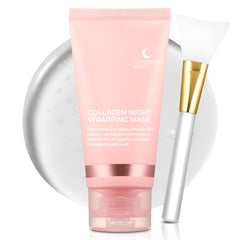 Collagen Overnight Wrapping Peel Off Facial Mask Pack, Collagen Night Wrapping Mask, Hydrates and Tightens Skin, Reduces Sagging, Elasticity & Hydration Care, 2.54 fl.oz (Brush Included)