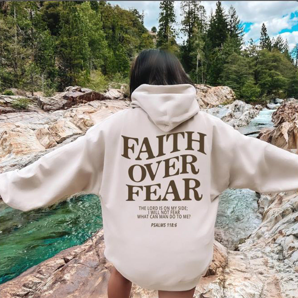 New Hoodie Faith Fear Men's And Women's Printed Sweatshirt