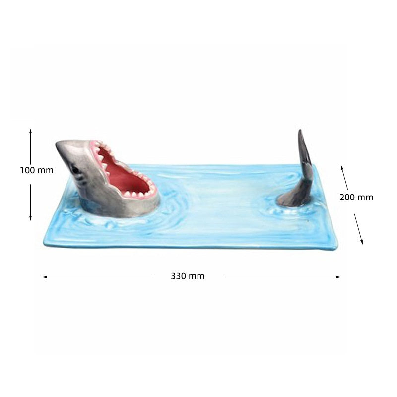 Internet Celebrity Seaside Shark Ceramic Plate Dumpling Plate Meal Kitchen Decoration Sushi Plate Beautiful Tableware