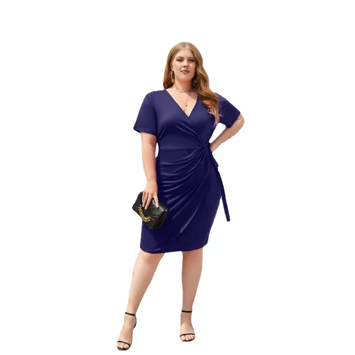 Plus Size Women's Solid Color Casual Holiday Dress