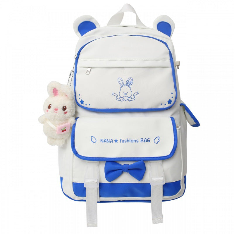 Student Fashion Rabbit Pendant Casual Backpack