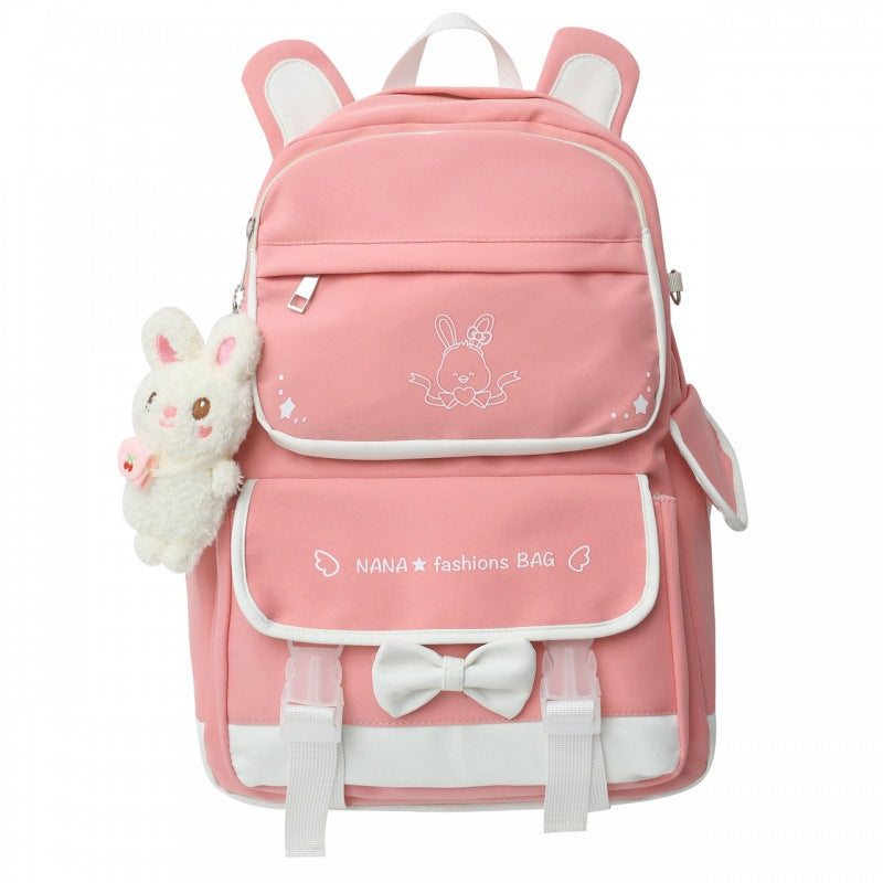 Student Fashion Rabbit Pendant Casual Backpack