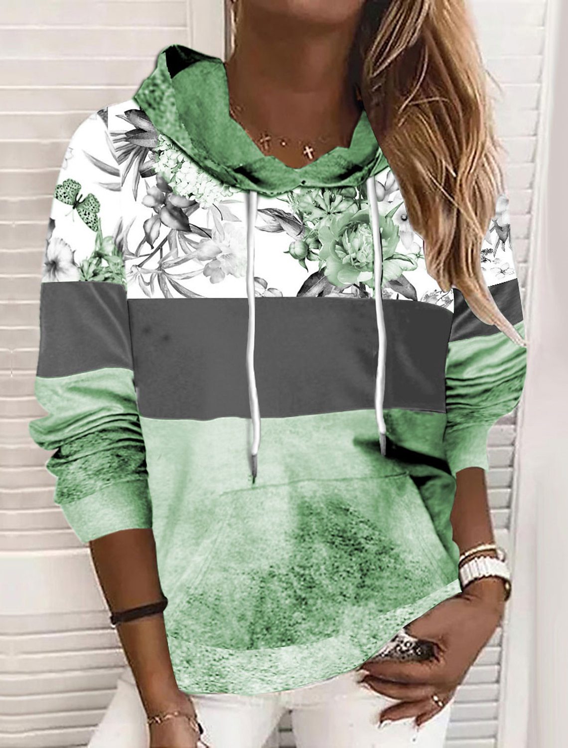 Movable Drawstring Loose Long-sleeved Sweater