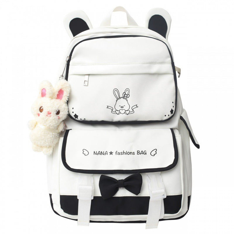 Student Fashion Rabbit Pendant Casual Backpack