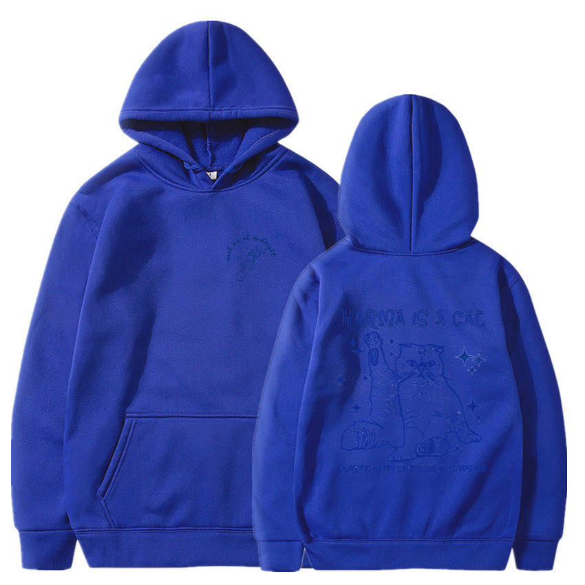 Cartoon Printed Men And Women Couple Velvet Padded Hooded Sweatshirt