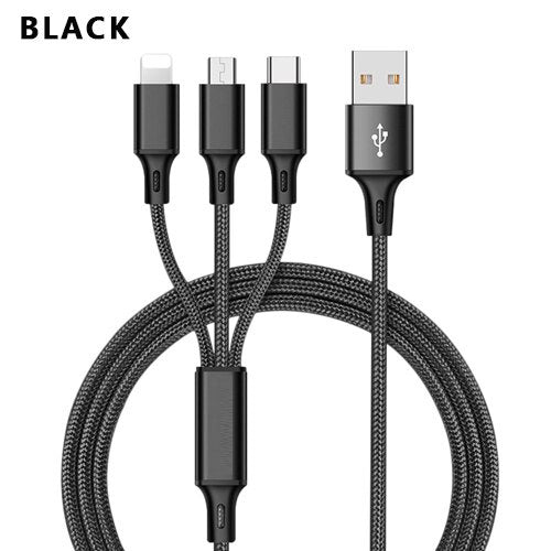 3 In 1 USB Cable For 'IPhone XS Max XR X 8 7 Charging Charger Micro USB Cable For Android USB TypeC Mobile Phone Cables