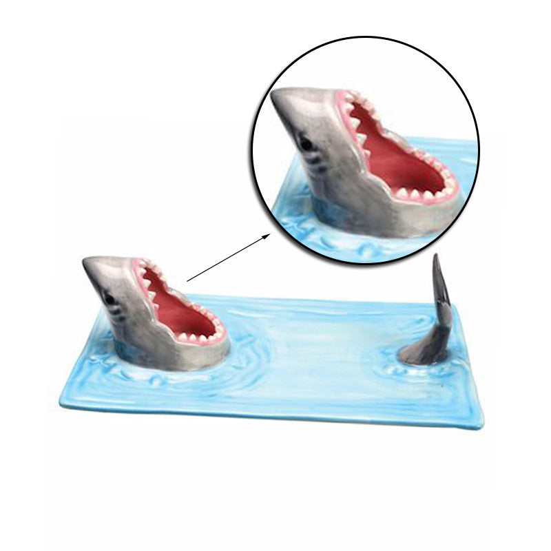 Internet Celebrity Seaside Shark Ceramic Plate Dumpling Plate Meal Kitchen Decoration Sushi Plate Beautiful Tableware