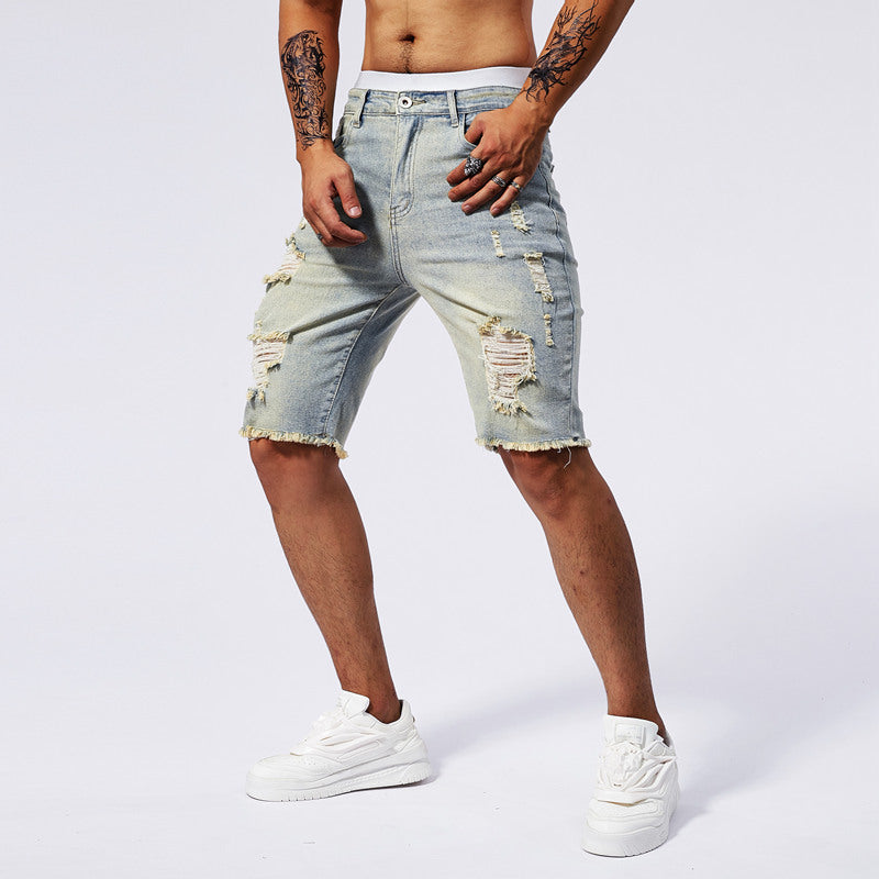 Leisure Ripped Slim Fit Denim Shorts